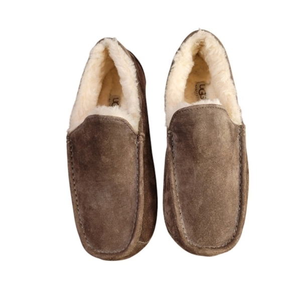 UGG Australia Ascot Men's Brown Suede Moccasin Loafer Slippers Size 7 - Picture 2 of 7